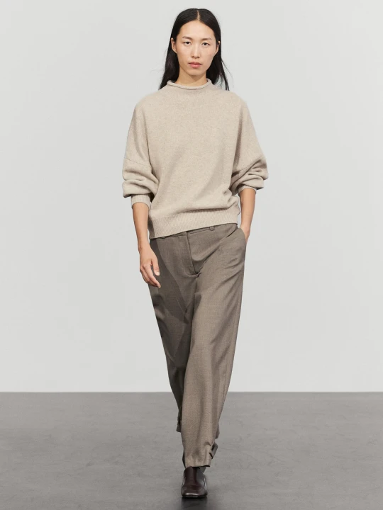 Zdjęcie produktu Dzianinowy Sweter Oversize Ze 100% Wełny - Popielaty - Massimo Dutti - Female