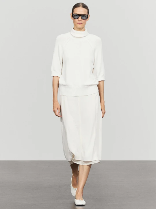 Zdjęcie produktu Dzianinowy Sweter Z Golfem - Biały - Massimo Dutti - Female
