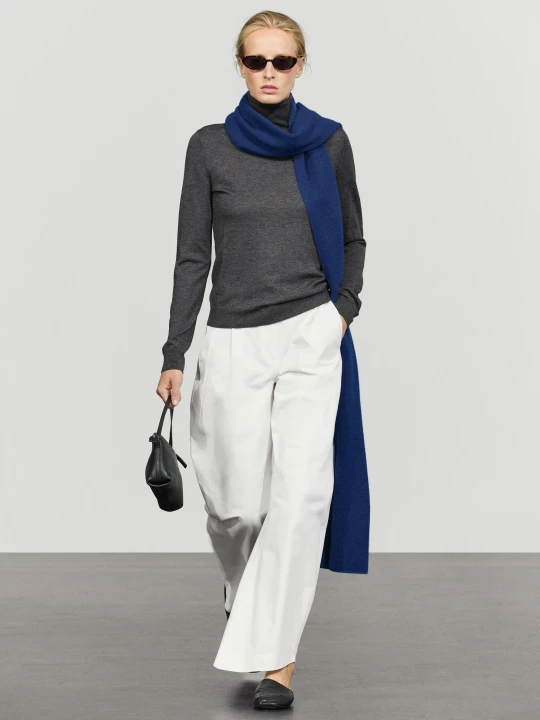 Zdjęcie produktu Dzianinowy Sweter Z Golfem Z Dodatkiem Wełny - Szary - Massimo Dutti - Female