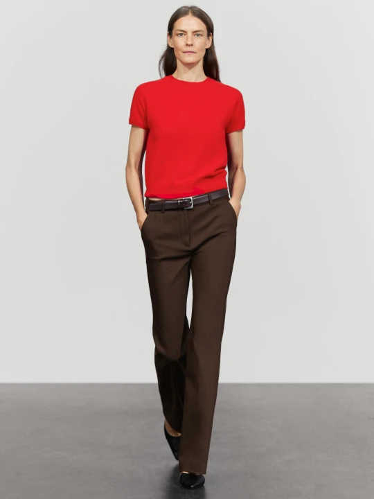 Zdjęcie produktu Dzianinowy Sweter Z Krótkim Rękawem Ze 100% Kaszmiru - Czerwony - Massimo Dutti - Female