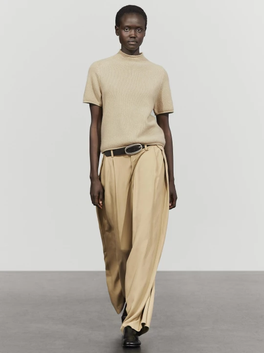 Zdjęcie produktu Dzianinowy Sweter Z Półgolfem Ze 100% Kaszmiru - Norkowy - Massimo Dutti - Female