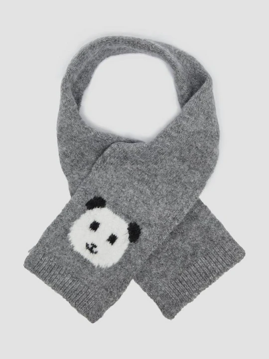 Zdjęcie produktu Dzianinowy szalik unisex z motywem pandy s.Oliver szary