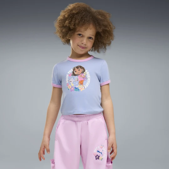 Zdjęcie produktu Dziecięca dopasowana koszulka PUMA × DORA THE EXPLORER Ringer, Odzież, Niebieski