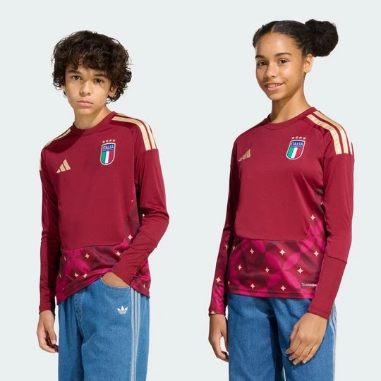 Zdjęcie produktu Dziecięca bramkarska koszulka domowa z długim rękawem Włochy 26 Adidas Team Coll Burgundy 2