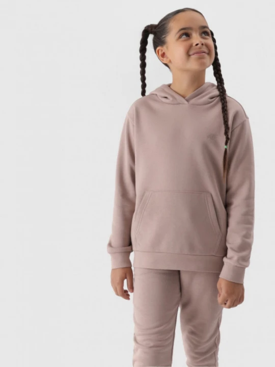 Zdjęcie produktu Dziewczęca bluza dresowa nierozpinana z kapturem 4F 4FJWMM00TSWSF1316 - beżowa