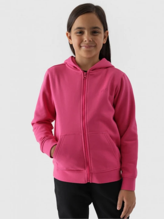 Zdjęcie produktu Dziewczęca bluza dresowa rozpinana z kapturem 4F 4FJWMM00TSWSF1315 - różowa