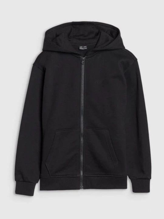 Zdjęcie produktu Dziewczęca bluza dresowa rozpinana z kapturem 4F 4FJWMM00TSWSF1861 - czarna