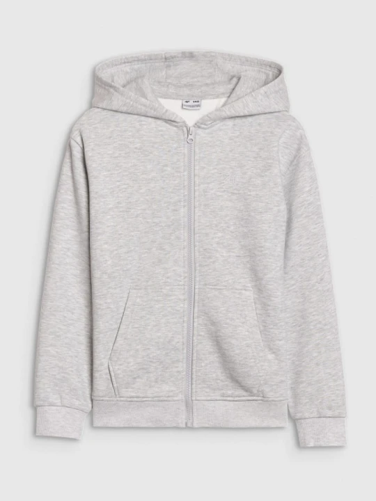 Zdjęcie produktu Dziewczęca bluza dresowa rozpinana z kapturem 4F 4FJWMM00TSWSF1861 - szara