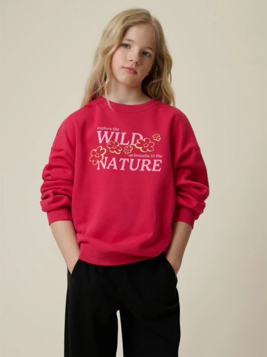 Zdjęcie produktu Dziewczęca bluza nierozpinana bez kaptura 4F 4FJRSS26TSWSF2812 - różowa