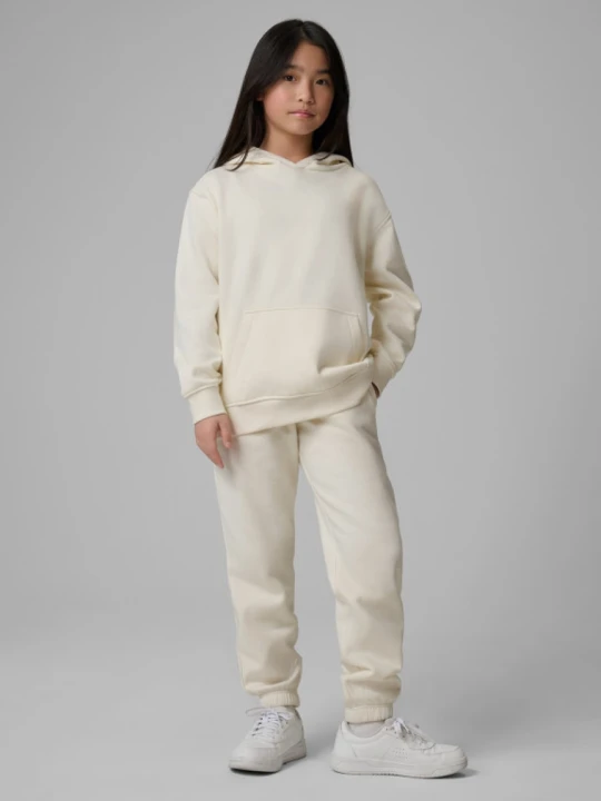 Zdjęcie produktu Dziewczęca bluza nierozpinana z kapturem 4F 4FJRSS26TSWSF2716 - kremowa