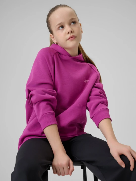 Zdjęcie produktu Dziewczęca bluza nierozpinana z kapturem 4F 4FJRSS26TSWSF3040 - różowa