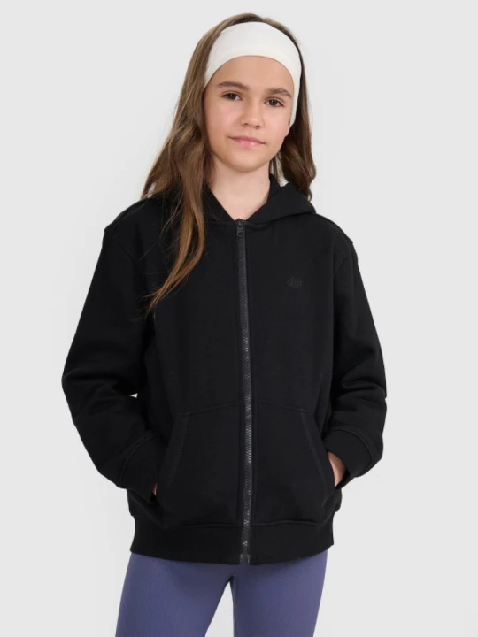 Zdjęcie produktu Dziewczęca bluza rozpinana z kapturem 4F 4FJRMM00TSWSF2464 - czarny