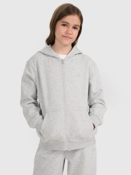Zdjęcie produktu Dziewczęca bluza rozpinana z kapturem 4F 4FJRMM00TSWSF2464 - szary