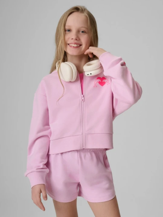 Zdjęcie produktu Dziewczęca bluza rozpinana z kapturem 4F 4FJRSS26TSWSF2936 - różowa