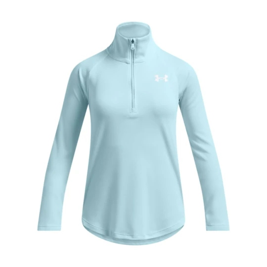 Zdjęcie produktu Dziewczęca bluza treningowa nierozpinana bez kaptura Under Armour Tech Graphic 1/2 Zip - niebieska