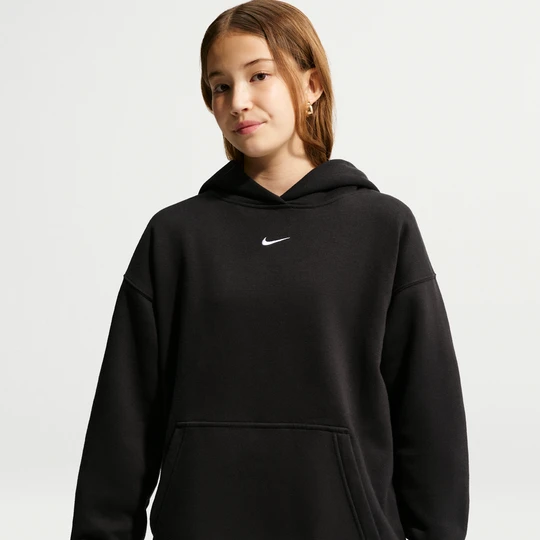 Zdjęcie produktu Dziewczęca bluza z kapturem o kroju oversize Nike Studio Fleece - Czerń