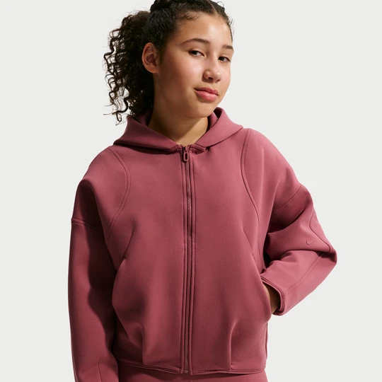 Zdjęcie produktu Dziewczęca dzianinowa bluza z kapturem i zamkiem na całej długości Nike MAVN Therma-FIT - Czerwony