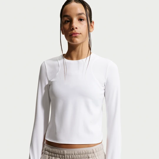 Zdjęcie produktu Dziewczęca koszulka z długim rękawem i ściągaczem Nike MAVN Dri-FIT - Biel