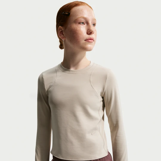 Zdjęcie produktu Dziewczęca koszulka z długim rękawem i ściągaczem Dri-FIT Nike Mavn - Brązowy
