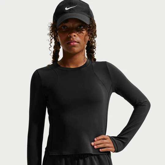 Zdjęcie produktu Dziewczęca koszulka z długim rękawem i ściągaczem Nike MAVN Dri-FIT - Czerń
