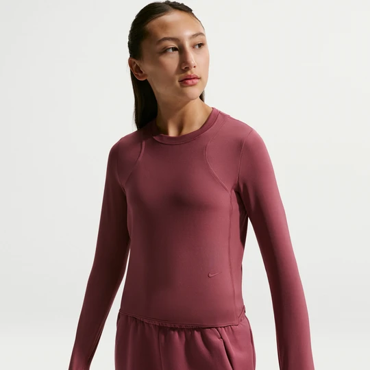 Zdjęcie produktu Dziewczęca koszulka z długim rękawem i ściągaczem Dri-FIT Nike Mavn - Czerwony
