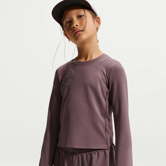 Zdjęcie produktu Dziewczęca koszulka z długim rękawem i ściągaczem Nike MAVN Dri-FIT - Fiolet