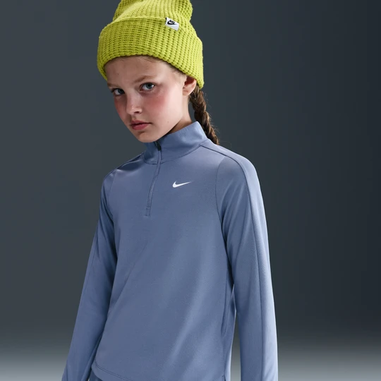 Zdjęcie produktu Dziewczęca koszulka z długim rękawem i zamkiem 1/4 Dri-FIT Nike - Niebieski