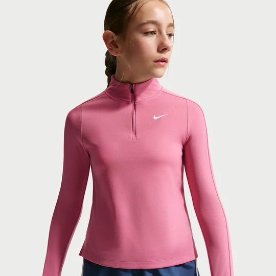 Zdjęcie produktu Dziewczęca koszulka z długim rękawem i zamkiem 1/4 Dri-FIT Nike - Różowy