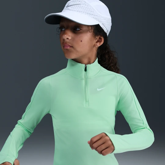 Zdjęcie produktu Dziewczęca koszulka z długim rękawem i zamkiem 1/4 Dri-FIT Nike - Zieleń