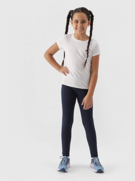 Zdjęcie produktu Dziewczęce legginsy dzianinowe 4F 4FJWMM00TTIGF178 - granatowe