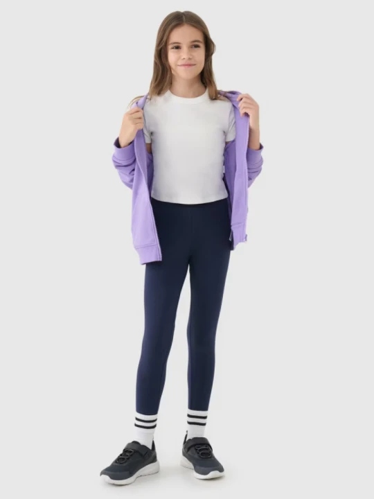 Zdjęcie produktu Dziewczęce legginsy dzianinowe 4F 4FJWMM00TTIGF220-20S - granatowe