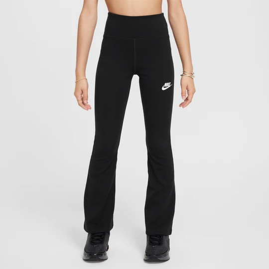 Zdjęcie produktu Dziewczęce legginsy z wysokim stanem i rozszerzanymi nogawkami Nike Classic - Czerń