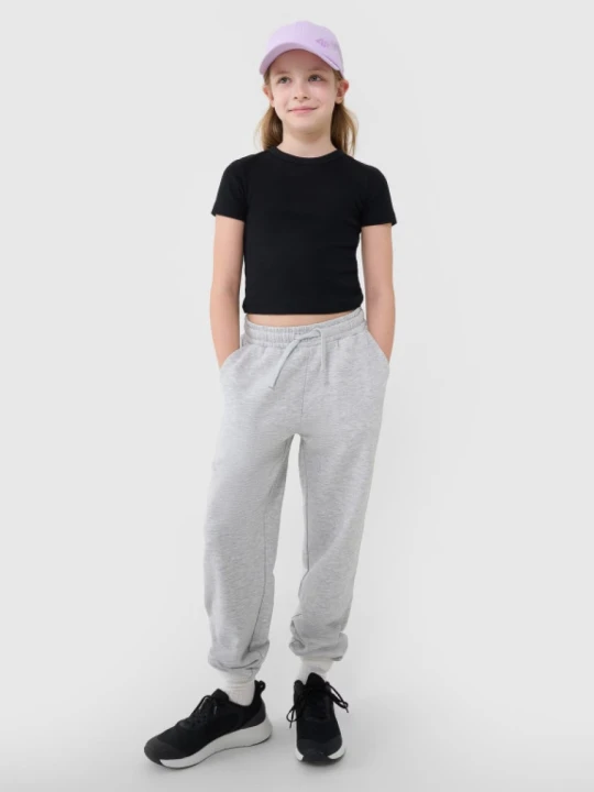 Zdjęcie produktu Dziewczęce spodnie dresowe joggery 4F 4FJWMM00TTROF1189 - szare