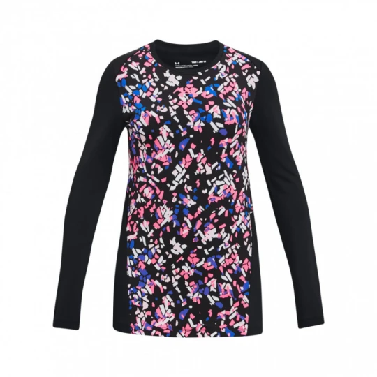 Zdjęcie produktu Dziewczęcy longsleeve z nadrukiem Under Armour ColdGear Crew - multikolor