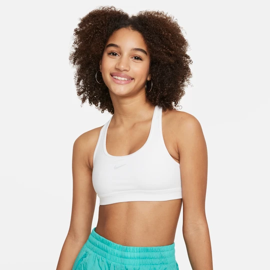 Zdjęcie produktu Dziewczęcy stanik sportowy Nike Swoosh - Biel