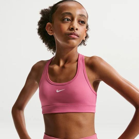 Zdjęcie produktu Dziewczęcy stanik sportowy Nike Swoosh - Różowy