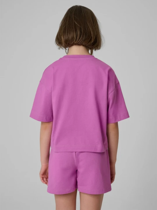 Zdjęcie produktu Dziewczęcy t-shirt bez nadruku 4F 4FJRSS26TTSHF3841 - fioletowy