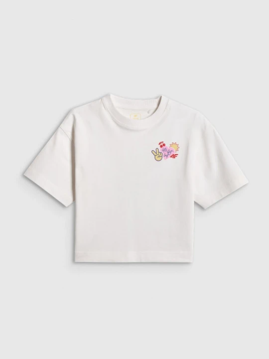 Zdjęcie produktu Dziewczęcy t-shirt z nadrukiem 4f 4FJRSS26TTSHF3679 - biały