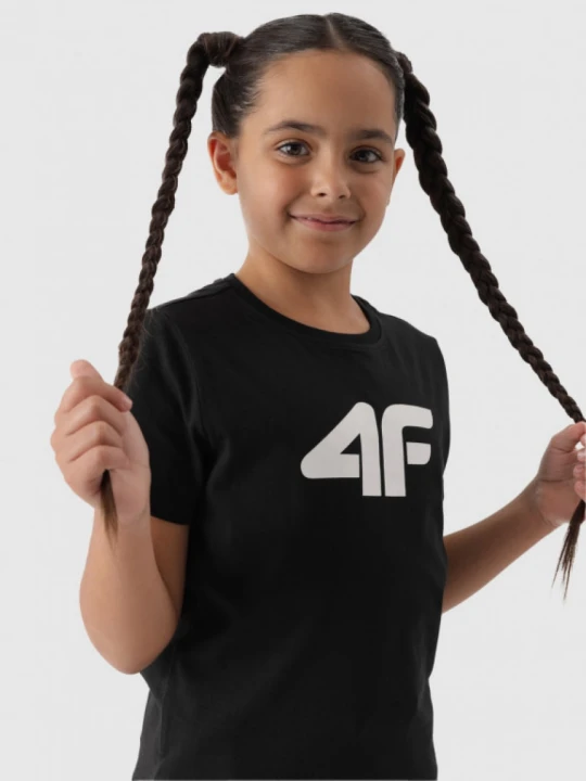 Zdjęcie produktu Dziewczęcy t-shirt z nadrukiem 4F 4FJWMM00TTSHF1803 - czarny