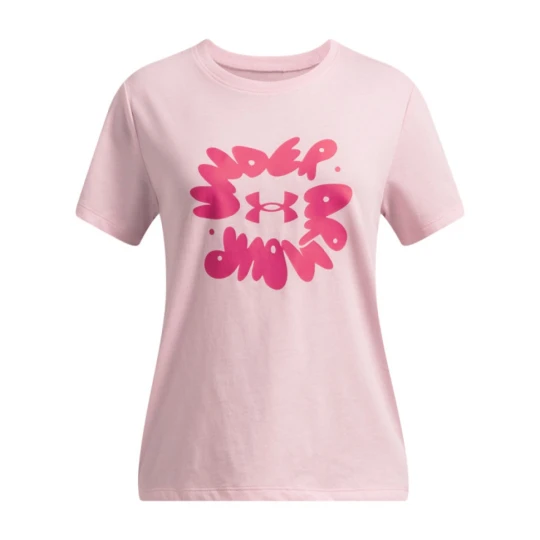 Zdjęcie produktu Dziewczęcy t-shirt z nadrukiem Under Armour UA Bubble Wordmark SS - różowy