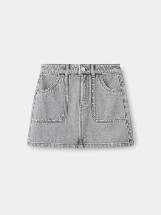Zdjęcie produktu Dżinsowa spódnica z ćwiekami szary denim - Dzieci - lata - MANGO KIDS