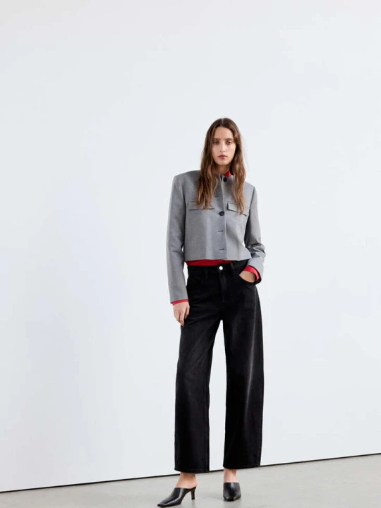 Zdjęcie produktu Dżinsy balloon ze średnim stanem black denim - Kobieta - MANGO