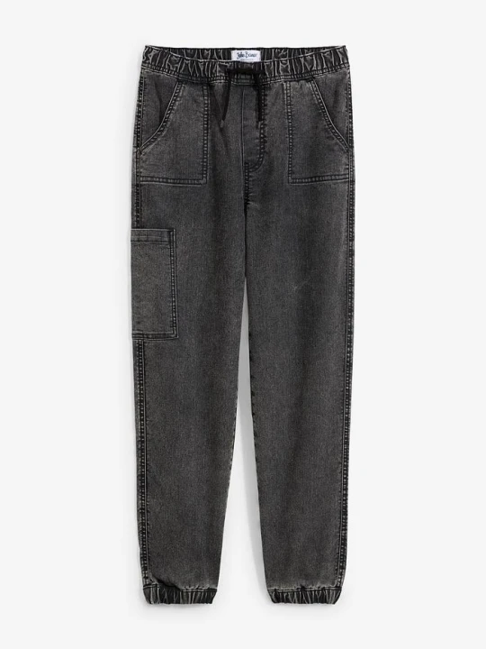 Zdjęcie produktu Dżinsy bojówki o kroju loose fit z materiału z domieszką stretchu, z elastyczną gumką w pasie BonPrix szary