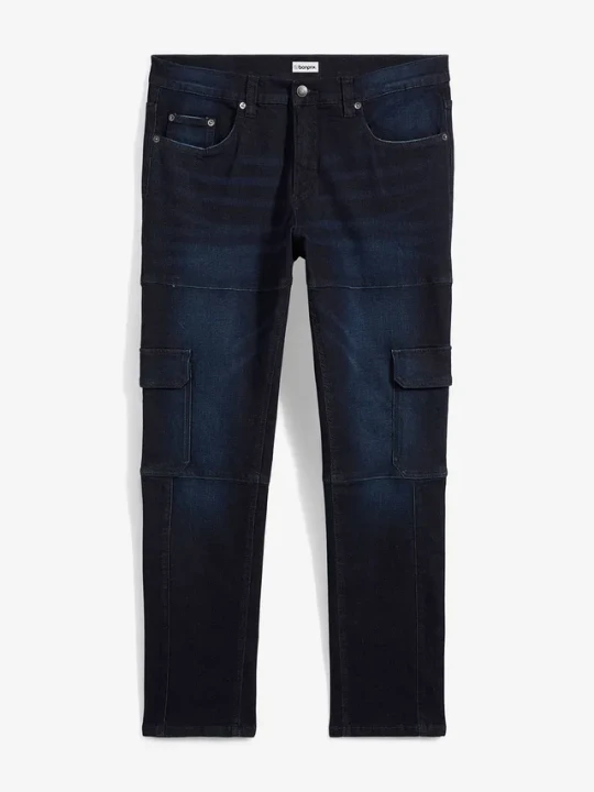 Zdjęcie produktu Jeansy bojówki slim fit, straight BonPrix niebieski
