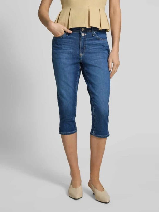 Zdjęcie produktu Dżinsy capri o kroju slim fit z mieszanka bawełny model 'BETSY' s.Oliver Ciemnoniebieski