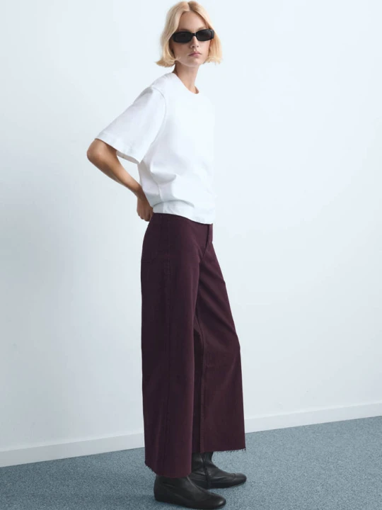 Zdjęcie produktu Dżinsy Catherin culotte z wysokim stanem winny - Kobieta - MANGO