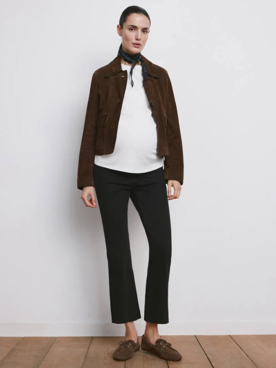 Zdjęcie produktu Dżinsy ciążowe flare crop black denim - Kobieta - MANGO