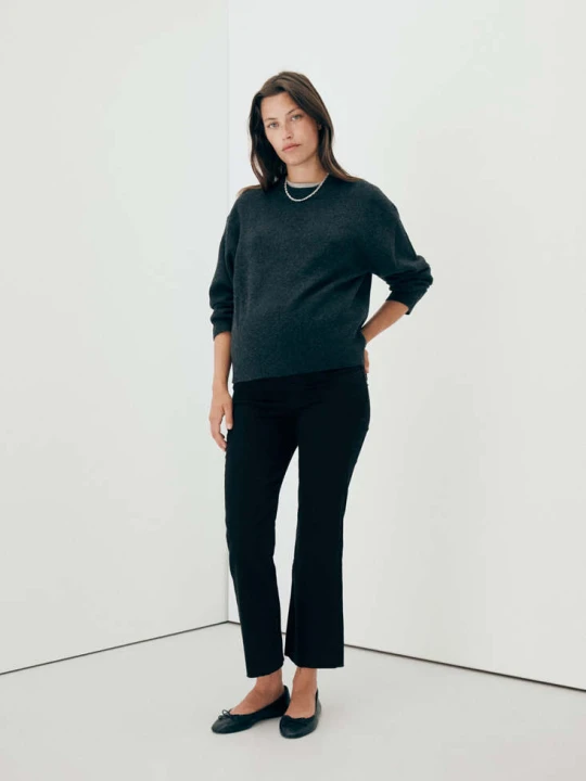 Zdjęcie produktu Dżinsy ciążowe flare crop black denim - Kobieta - MANGO