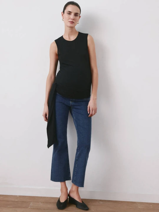 Zdjęcie produktu Dżinsy ciążowe flare crop ciemnoniebieski - Kobieta - MANGO