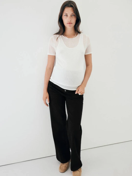 Zdjęcie produktu Jeans ciążowe wide leg black denim - Kobieta - MANGO